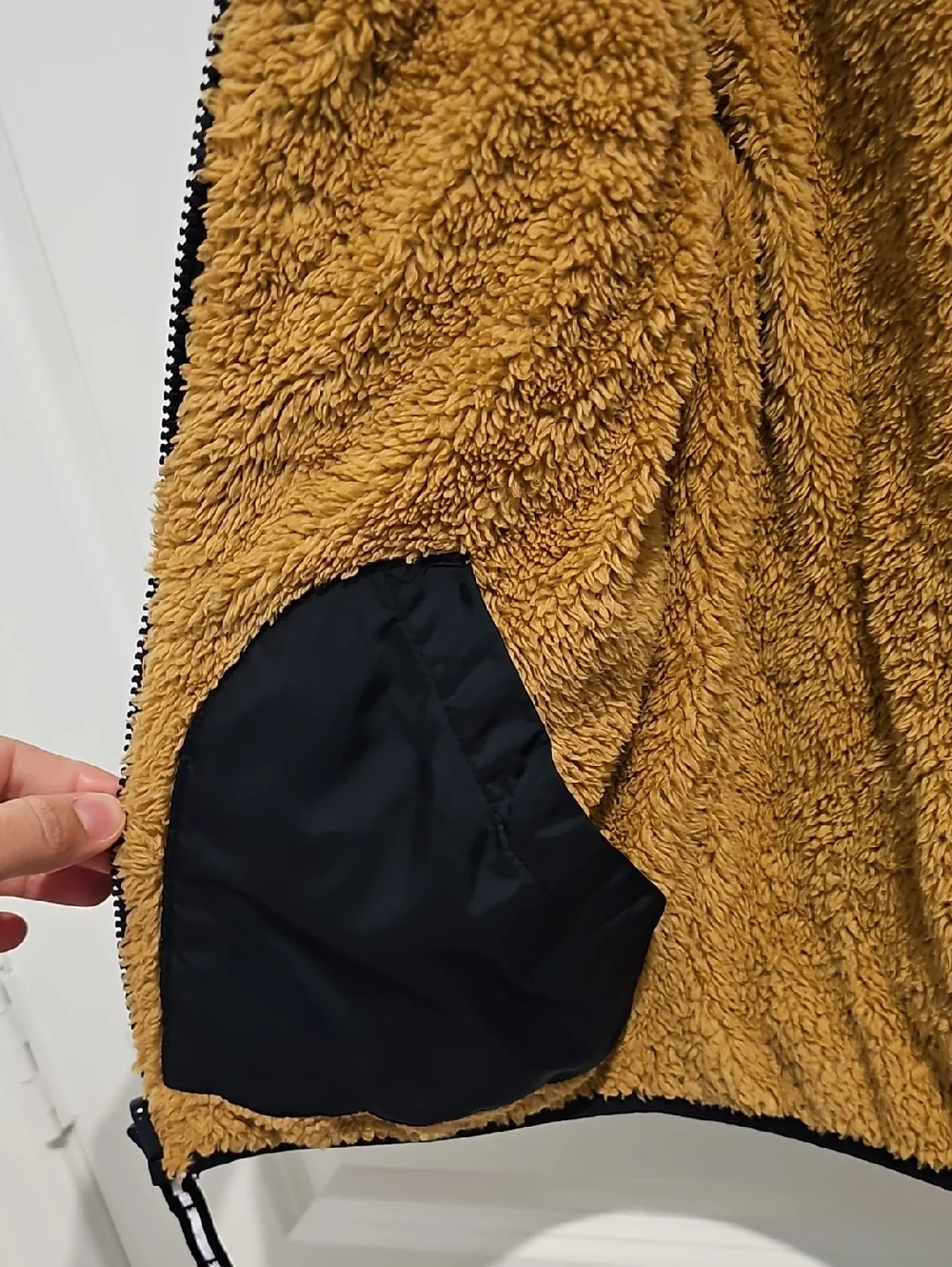 Cat & Jack Reversible Jacket with Tan Sherpa Hood And Inside